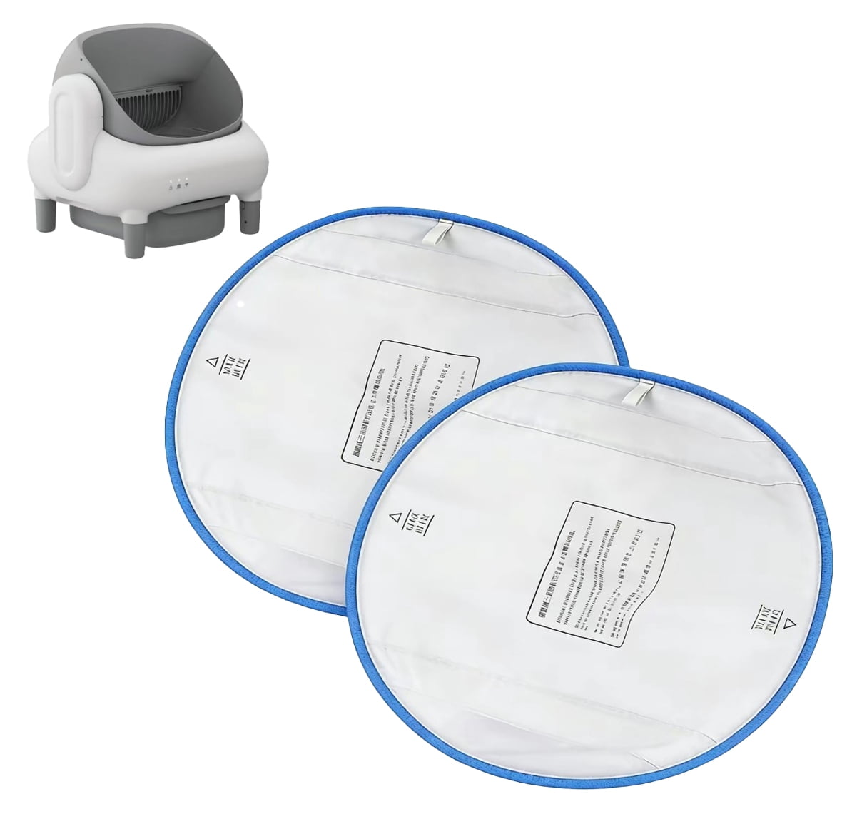 Waterproof Cat Litter Box Replacement Pad, Leak Proof Liner for Cat Litter Boxes, White with Blue Trim, 2 Pack