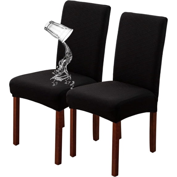 Waterproof Chair Covers for Dining Room Set of 2, Stretch Jacquard Dining Chair Slipcovers Removable Washable Chair Protectors Cover for Kitchen