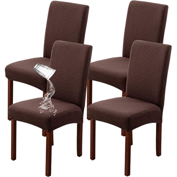 Waterproof Chair Covers for Dining Room Set of 4, Stretch Jacquard Dining Chair Slipcovers Removable Washable Chair Protectors Cover for Kitchen