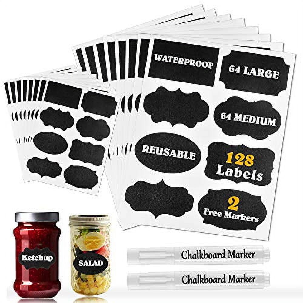 96 Premium Chalkboard Labels Bulk - Free Erasable Chalk Pen - Dishwasher  Safe Chalk Board Mason Jar Labels - Removable Waterproof Blackboard Sticker  L