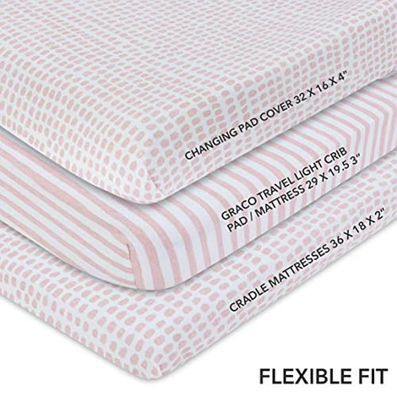 Waterproof Changing Pad Cover Set | Cradle Sheet Set by Ely's & Co no Need for Changing Pad Liner Mauve Pink Splash & Stripe 2 Pack for Baby Girl