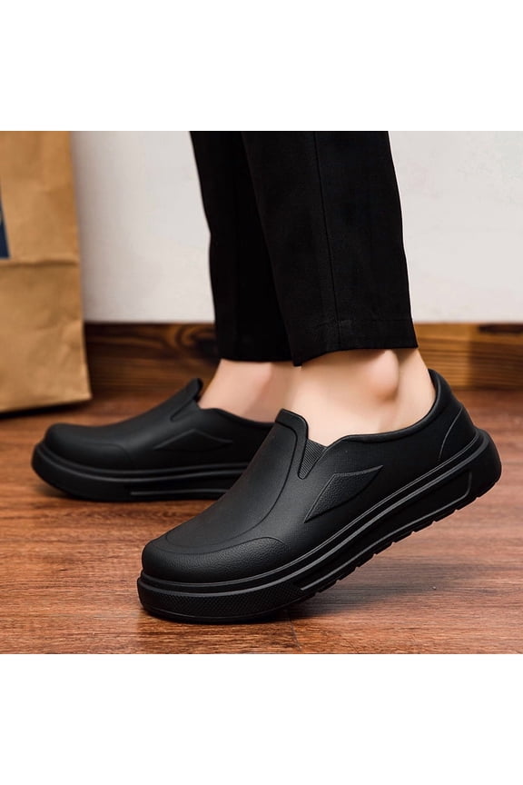 Waterproof Chef Shoes for Men Slip Resistant Men's Slip-On Oil & Slip Resistant Kitchen Work Shoes, Restaurant Shoes, Lightweight Comfortable Loafers for Cooking, Baking