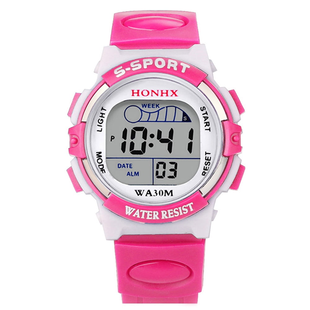 Waterproof Children Boys Digital LED Sports Watch Kids Alarm Date