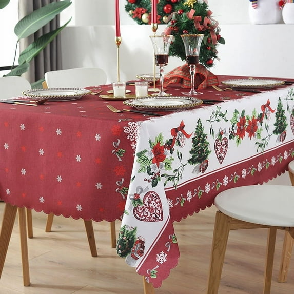 Waterproof Christmas Tablecloth Embossed Rectangular Party Festive Party Lace Table Cloth Red Tablecloth