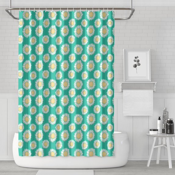 Waterproof Chrysanthemum Flowers Shower Curtain 72x72 Inch Boho Style Polyester Unique Shower Curtain for Bathroom Hotel Home Decor with 12 Plastic Hooks
