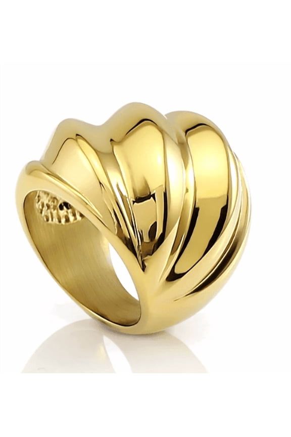 Waterproof Chunky Rings for Women 316L Stainless Steel Big Dome Wide Punk Ring PVD Plating Anti Tarnish Statement Rings Fashion
