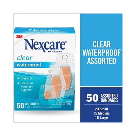 "Waterproof, Clear Bandages, Assorted Sizes, 50/box | Bundle of 10 Boxes"