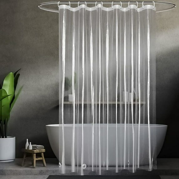 Waterproof Clear Shower Curtain Liner - PEVA Heavy Duty Plastic Shower Liner with 12 Hooks, Shower Curtains for Bathroom