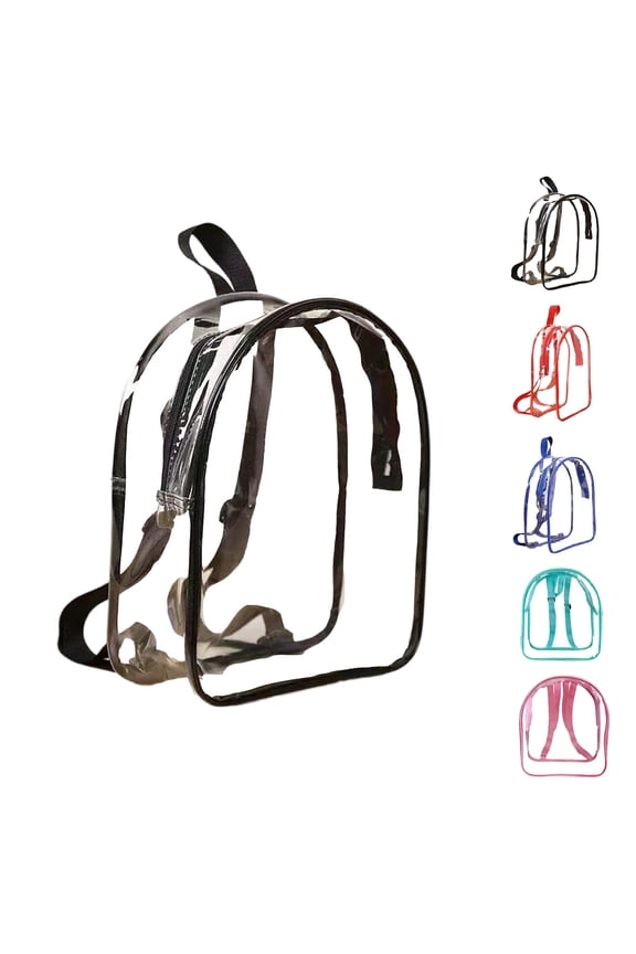 Waterproof Clear Transparent PVC Backpack, Large Capacity Security Friendly Daypack for Concerts, Games & Outdoor Activities,Black
