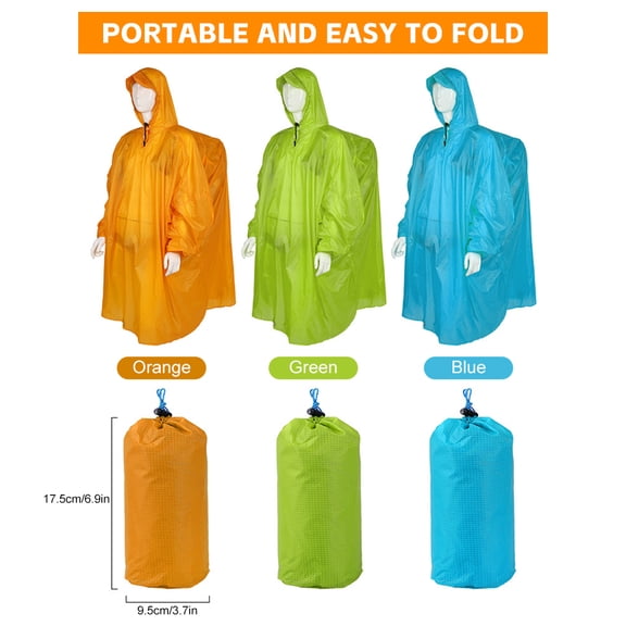 Waterproof Climbing Raincoat Backpack Poncho Rain Cover - Lightweight Orange (7.09 inches / 18 cm)