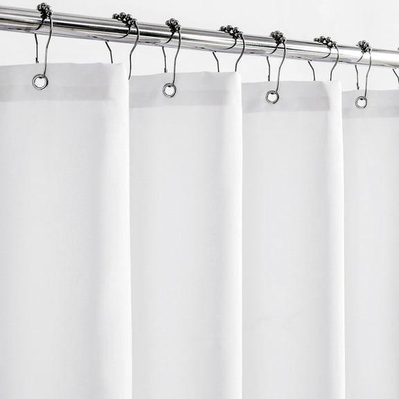 Durable Polyester Shower Curtain Liner Waterproof, 3 Sewn-In Magnets for Stability, White Bathroom Fabric Liner 72x72 Inches, White
