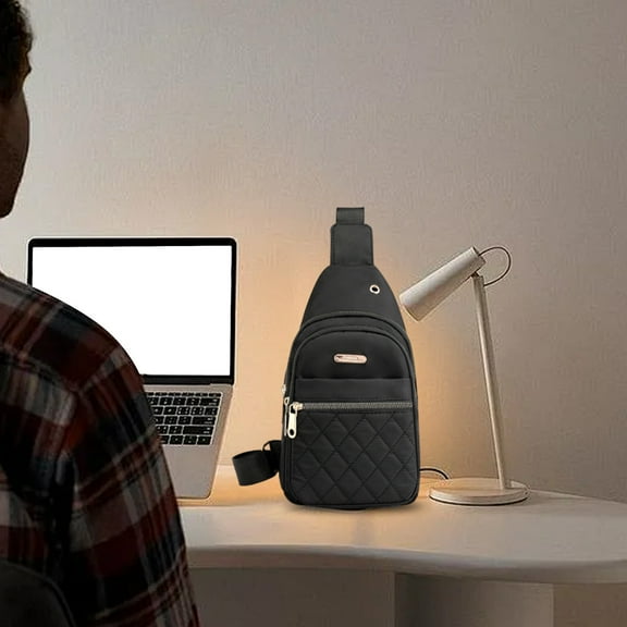 Waterproof Cloth Travel Chest Bag, Large Capacity Sling Pack with USB Charging, Black Red Purple Blue Pink, 11.81x6.69x3.93in, Anti-Theft