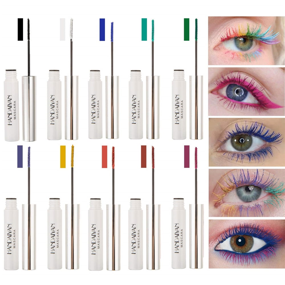 Waterproof Color Mascara, 10 Color Variety Pack Mascara Eyeliner Charming Longlasting Mascara for Eyelash Eye Makeup, Size: #07, White