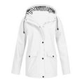 thumbnail image 1 of Waterproof Comfy Rain Jacket For Women Hooded Windproof Solid Color Winter White Outdoor Rain Coat for Hiking Golf Running S-5XL, 1 of 5