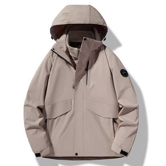 Waterproof Comfy Rain Jacket For Women Solid Color Windproof Three In One Interchange Winter Khaki Raincoat Jacket S-5XL