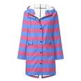 thumbnail image 1 of Waterproof Comfy Rain Jacket For Women Stripe Fleece Keep Warm Plus Hooded Windproof Solid Outwear Winter Hot Pink Raincoat Jacket S-2XL, 1 of 3