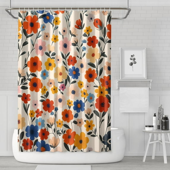 Waterproof Continuous Pattern Shower Curtain 72x72 Inch Boho Style Polyester Unique Shower Curtain for Bathroom Hotel Home Decor with 12 Plastic Hooks