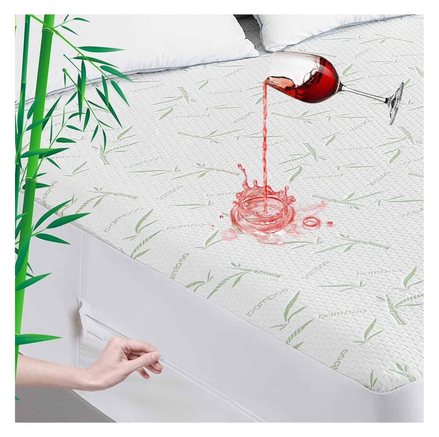 Waterproof Cooling Mattress Encasement, California King, Rayon from