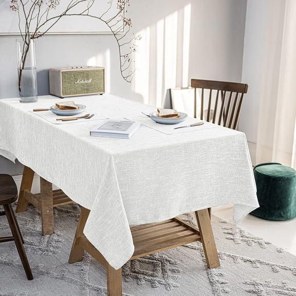 Waterproof Cotton Linen Tablecloths Rectangle Dining Table Cloth, Wipe Clean Indoor & Outdoor Table Cover for Buffet Party and Banquets, Wrinkle Resistant（60"x70"） Dirty Blue