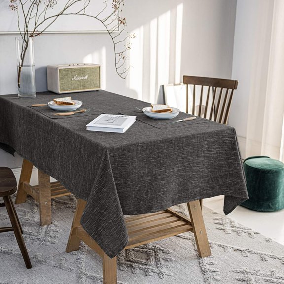 Waterproof Cotton Linen Tablecloths Rectangle Dining Table Cloth, Wipe Clean Indoor & Outdoor Table Cover for Buffet Party and Banquets, Wrinkle Resistant(60"x70") Dirty Blue