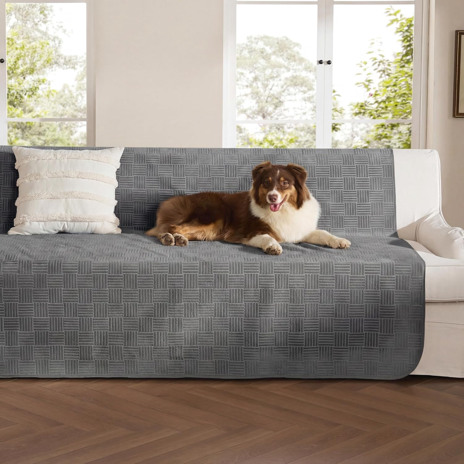 Waterproof Couch Cover for Dogs Washable - Waterproof Blanket for Large Dogs Couch Sofa Bed Cozy, Lightweight Furniture Protector for Pet Cat Quick Drying, Ash Grey, 52x82IN