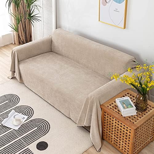 Waterproof Couch Covers for Pets Sofa Covers Washable Sectional Couch Cover for 3 Cushion- Cat Scratch Proof Couch Protector Sofa Slipcover, 71'' x 134'', Oat Beige