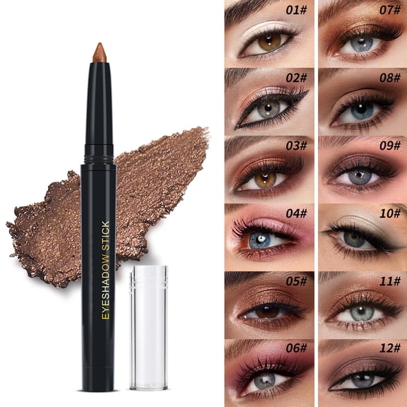 Waterproof Cream Eyeshadow Stick, Shimmer Eye Shadow Sticks, Cream to Powder Eyeshadow Crayon, Buildable & Blendable Long-Lasting Eye Shadow Stick, Vegan & Cruelty-Free, 12#