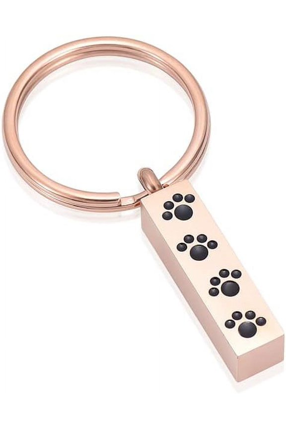 Waterproof Cremation Pet Urns Key Chain for Dogs Ashes Paw Print Personalized Memorial Key Ring