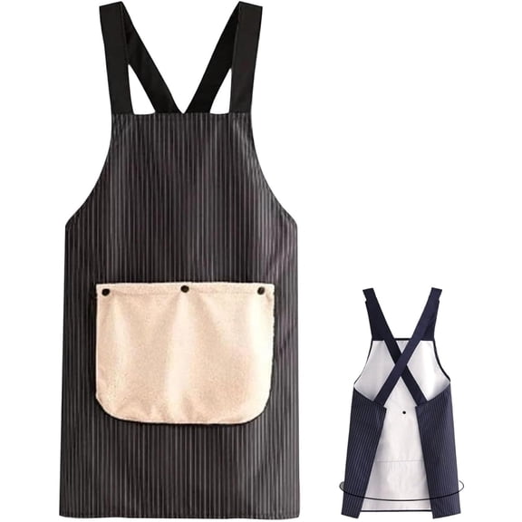 Waterproof Cross-Back Kitchen Apron with Towels & Pockets, Adjustable Chef Gear for BBQ
