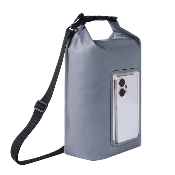 Waterproof Crossbody Bag, Large Gray Waterproof Pouch With Adjustable Shoulder Strap For Swimming Beach Kayaking Vacation