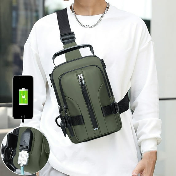 Waterproof Crossbody Bag, Travel Purse, Multifunctional Sling Bag with Charging Port, Lightweight Faux Leather Shoulder tote for Hiking Camping and Everyday Use