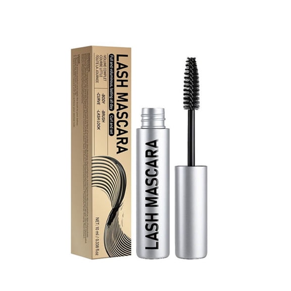 Waterproof Curly Eyelash Mascara, Black, Long-Lasting Curl & Volume, Sweat-Proof, Smudge-Proof, with Metal Brush, 10ml Tube, 1 Count