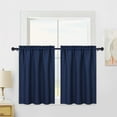 thumbnail image 1 of Waterproof Curtains for Bathroom, Waffle Weave Rod Pocket Kitchen Short Curtain Cafe Curtains for Bathroom Beroom Living Room (Navy,30" x 30", One Panel), 1 of 7