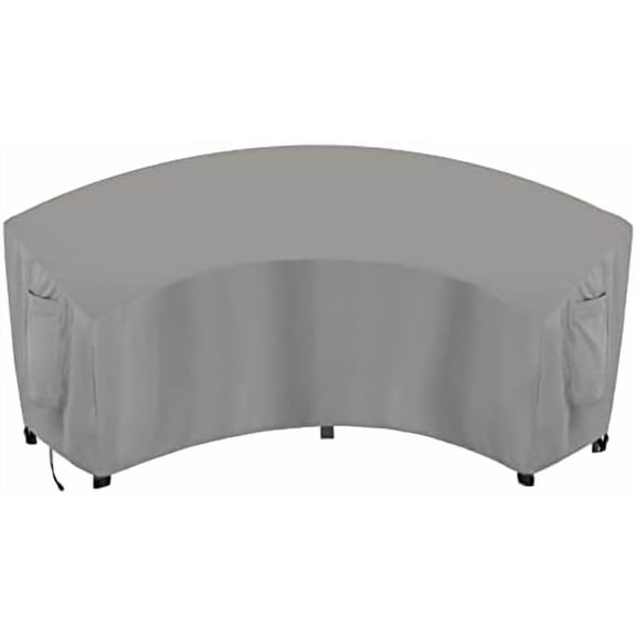 Waterproof Curved Outdoor Sectional Cover - UV Resistant Windproof Patio Sectional Sofa Covers for Deck, Lawn and Backyard, Heavy Duty Furniture Covers (120Lx36Dx38Hx82FL, Grey)