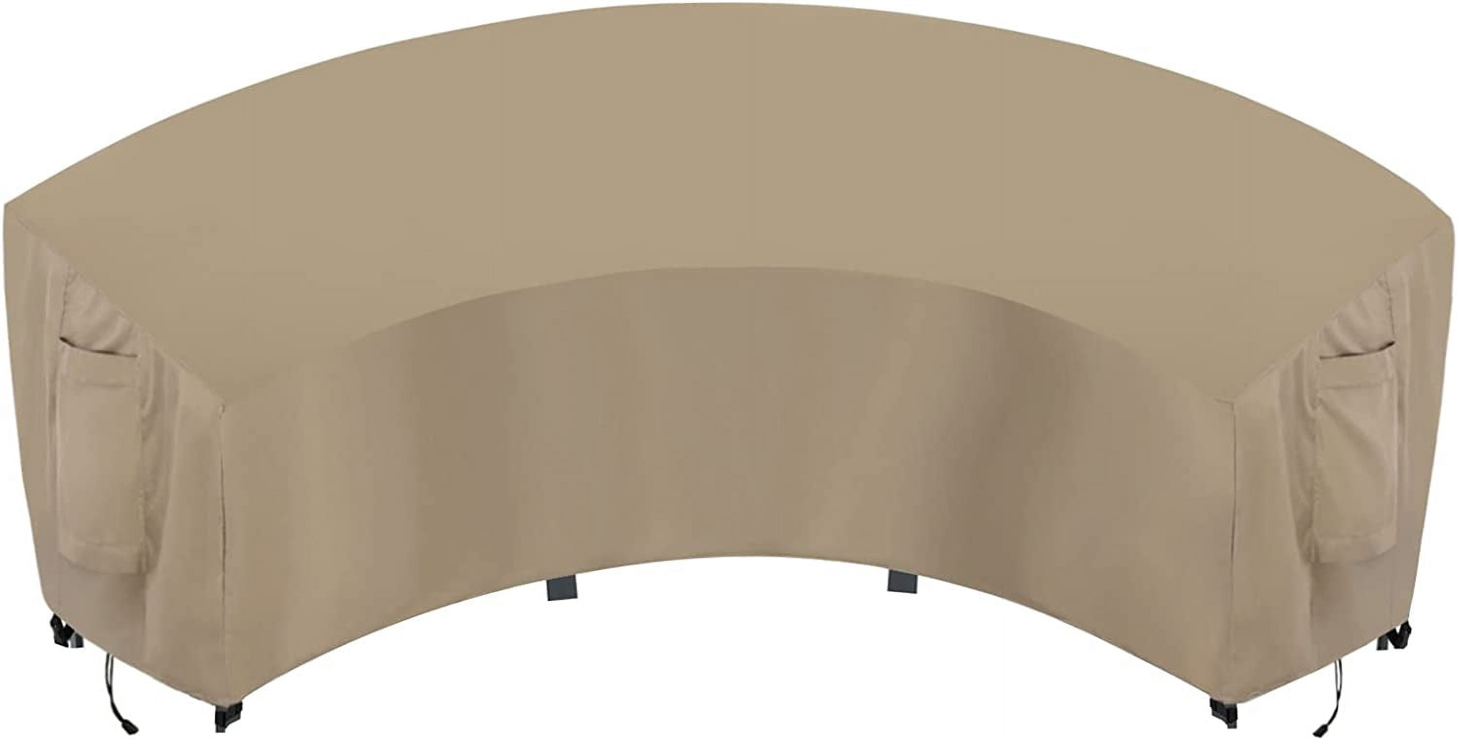 Waterproof Curved Outdoor Sectional Cover - UV Resistant Windproof Patio Sectional Sofa Covers for Deck, Lawn and Backyard, Heavy Duty Furniture Covers (150Lx36Dx38Hx112FL, Camel)
