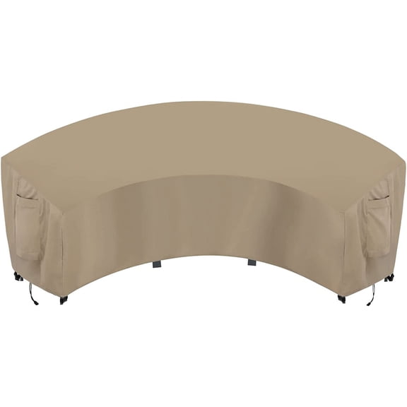 Waterproof Curved Outdoor Sectional Cover - UV Resistant Windproof Patio Sectional Sofa Covers for Deck, Lawn and Backyard, Heavy Duty Furniture Covers (150Lx36Dx38Hx112FL, Camel)
