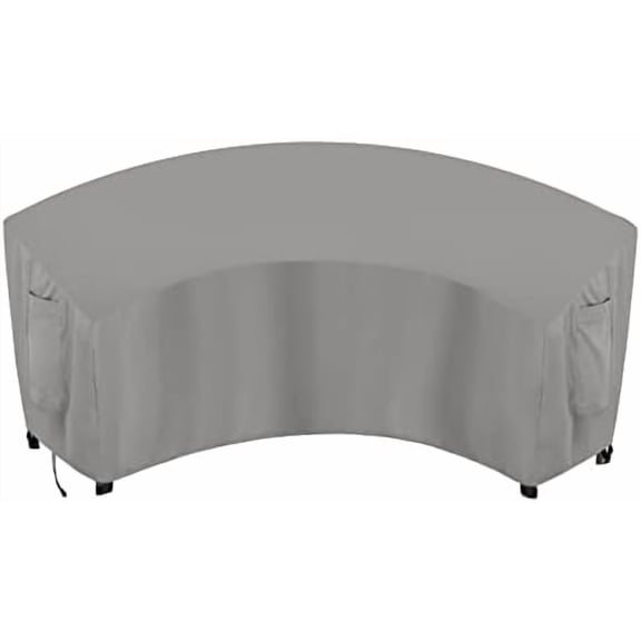 Waterproof Curved Outdoor Sectional Cover - UV Resistant Windproof Patio Sectional Sofa Covers for Deck, Lawn and Backyard, Heavy Duty Furniture Covers (90Lx34Dx32Hx46FL, Grey)