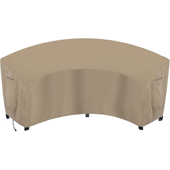 Waterproof Curved Outdoor Sectional Cover - UV Resistant Windproof Patio Sectional Sofa Covers for Deck, Lawn and Backyard, Heavy Duty Furniture Covers, Camel