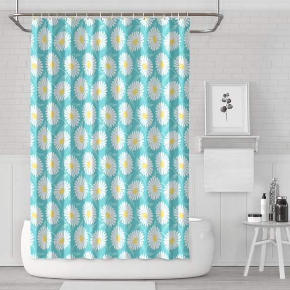Waterproof Cute Boho Daisy Shower Curtain 72x72 Inch Boho Style Polyester Unique Shower Curtain for Bathroom Hotel Home Decor with 12 Plastic Hooks