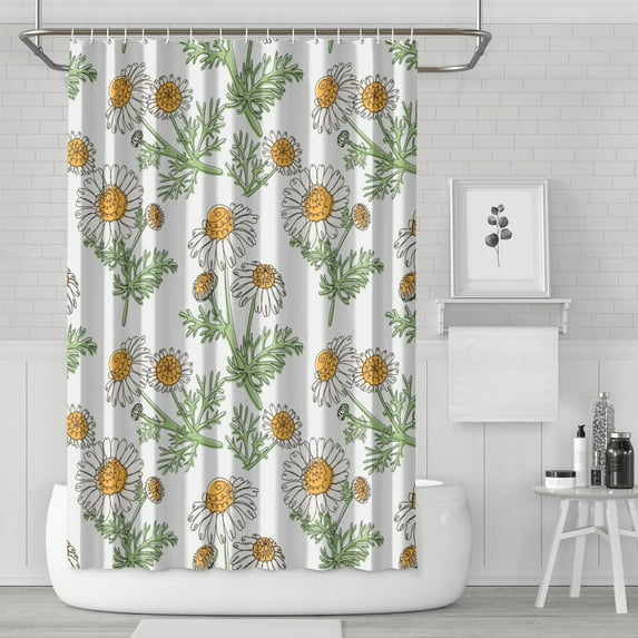 Waterproof Cute Boho Daisy Shower Curtain 72x72 Inch Boho Style Polyester Unique Shower Curtain for Bathroom Hotel Home Decor with 12 Plastic Hooks