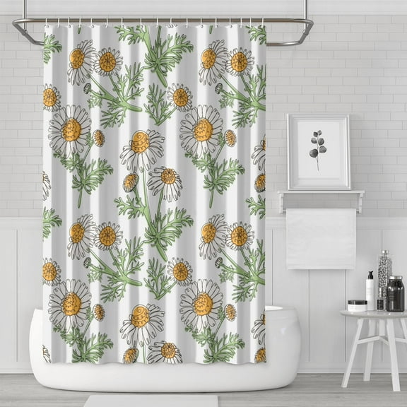 Waterproof Cute Boho Daisy Shower Curtain 72x72 Inch Boho Style Polyester Unique Shower Curtain for Bathroom Hotel Home Decor with 12 Plastic Hooks