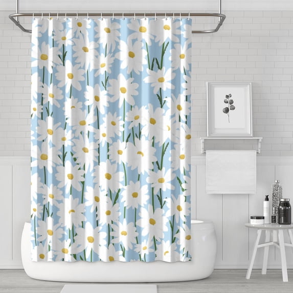 Waterproof Cute Boho Daisy Shower Curtain 72x72 Inch Boho Style Polyester Unique Shower Curtain for Bathroom Hotel Home Decor with 12 Plastic Hooks