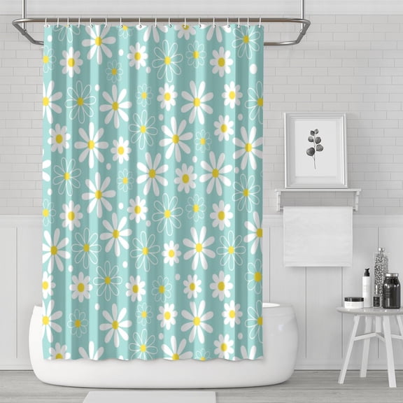 Waterproof Cute Boho Daisy Shower Curtain 72x72 Inch Boho Style Polyester Unique Shower Curtain for Bathroom Hotel Home Decor with 12 Plastic Hooks