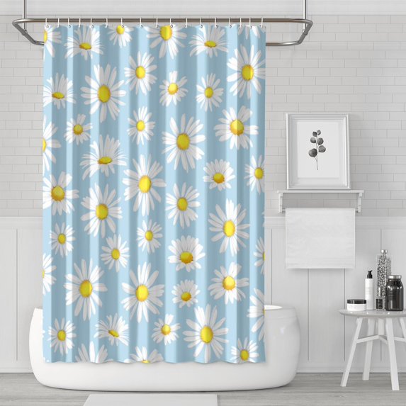Waterproof Cute Boho Daisy Shower Curtain 72x72 Inch Boho Style Polyester Unique Shower Curtain for Bathroom Hotel Home Decor with 12 Plastic Hooks