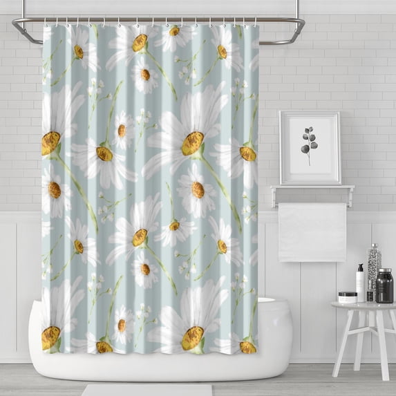 Waterproof Cute Boho Daisy Shower Curtain 72x72 Inch Boho Style Polyester Unique Shower Curtain for Bathroom Hotel Home Decor with 12 Plastic Hooks
