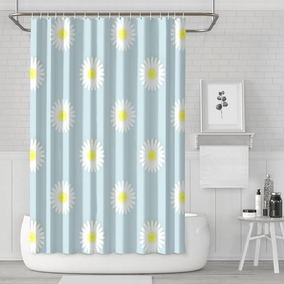 Waterproof Cute Boho Daisy Shower Curtain 72x72 Inch Boho Style Polyester Unique Shower Curtain for Bathroom Hotel Home Decor with 12 Plastic Hooks