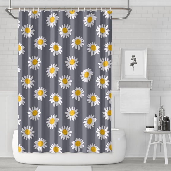 Waterproof Cute Boho Daisy Shower Curtain 72x72 Inch Boho Style Polyester Unique Shower Curtain for Bathroom Hotel Home Decor with 12 Plastic Hooks