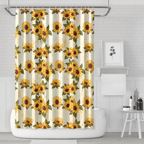 Waterproof Cute Sunflower Colorful Shower Curtain 72x72 Inch Boho Style Polyester Unique Shower Curtain for Bathroom Hotel Home Decor with 12 Plastic Hooks
