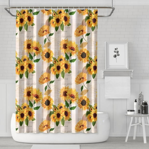 Waterproof Cute Sunflower Colorful Shower Curtain 72x72 Inch Boho Style Polyester Unique Shower Curtain for Bathroom Hotel Home Decor with 12 Plastic Hooks