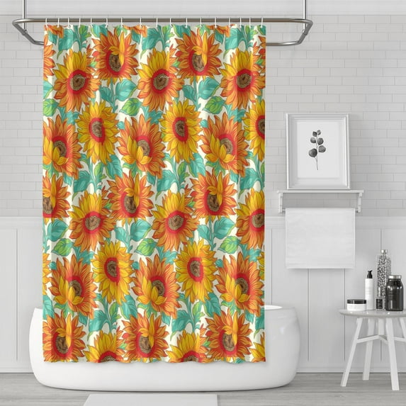 Waterproof Cute Sunflower Colorful Shower Curtain 72x72 Inch Boho Style Polyester Unique Shower Curtain for Bathroom Hotel Home Decor with 12 Plastic Hooks